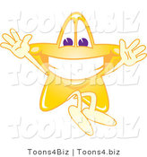 Vector Illustration of a Yellow Cartoon Star Mascot Jumping by Mascot Junction