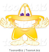 Vector Illustration of a Yellow Cartoon Star Mascot Welcoming by Mascot Junction