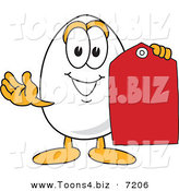 Vector Illustration of an Egg Mascot Holding a Sales Tag by Mascot Junction