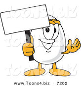 Vector Illustration of an Egg Mascot Holding a Sign by Mascot Junction