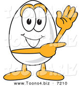 Vector Illustration of an Egg Mascot Waving and Pointing by Mascot Junction