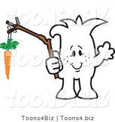 Vector Illustration of an Outlined Cartoon Character Dangling a Carrot by Mascot Junction