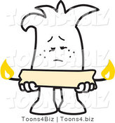 Vector Illustration of an Outlined Cartoon Character Holding a Candle Burning at Both Ends by Mascot Junction