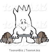 Vector Illustration of an Outlined Cartoon Character Lifting Heavy Barbell Weights by Mascot Junction