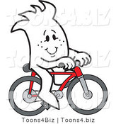 Vector Illustration of an Outlined Cartoon Character Riding a Bike by Mascot Junction