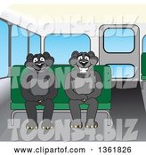 Vector Illustration of Black Panther School Mascots Sitting on a Bus Bench, Symbolizing Safety by Mascot Junction