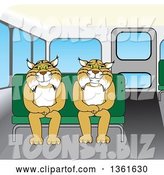 Vector Illustration of Cartoon Bobcat Mascots Sitting on a Bus Seat, Symbolizing Safety by Mascot Junction