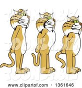 Vector Illustration of Cartoon Bobcat Mascots Standing in Line, Symbolizing Respect by Mascot Junction