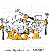 Vector Illustration of Cartoon Team of Golf Ball Sports Mascot Winners Cheering and Holding Clubs by Mascot Junction