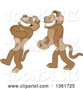 Vector Illustration of Cougar School Mascots Doing a Trust Fall Exercise, Symbolizing Being Dependable by Mascot Junction