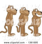 Vector Illustration of Cougar School Mascots Standing in Line, Symbolizing Respect by Mascot Junction