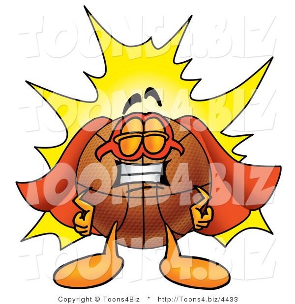 Illustration of a Basketball Mascot Dressed As a Super Hero