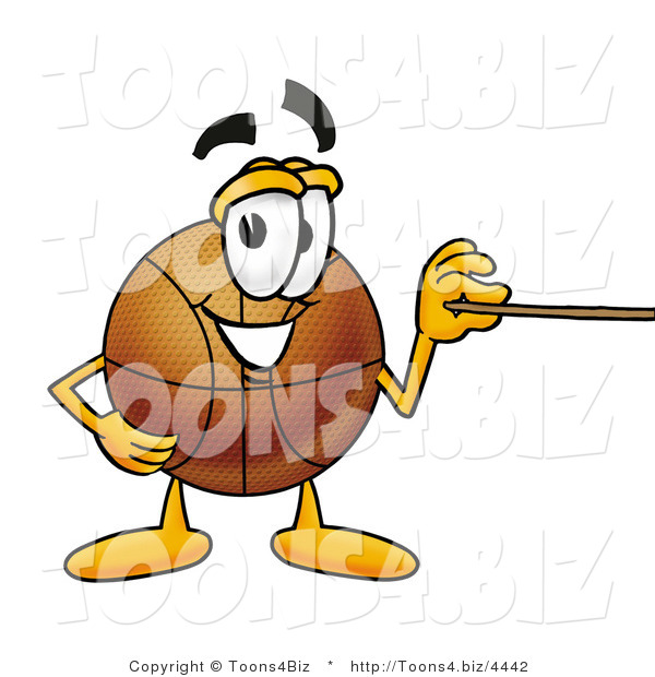 Illustration of a Basketball Mascot Holding a Pointer Stick