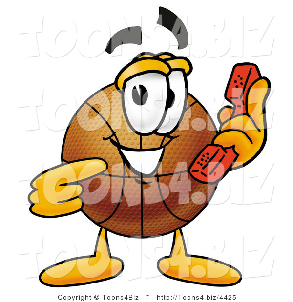 Illustration of a Basketball Mascot Holding a Telephone