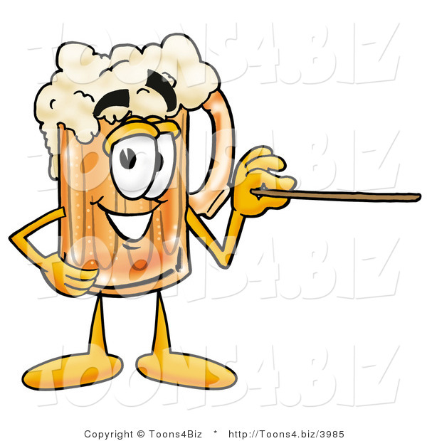 Illustration of a Beer Mug Mascot Holding a Pointer Stick