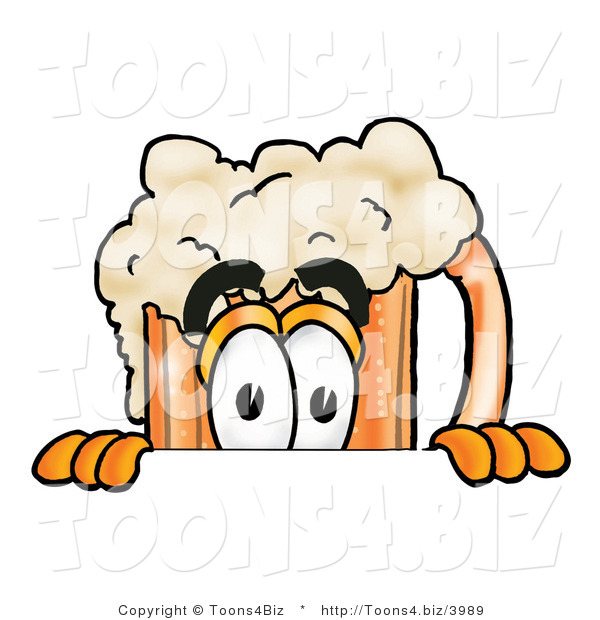 Illustration of a Beer Mug Mascot Peeking over a Surface
