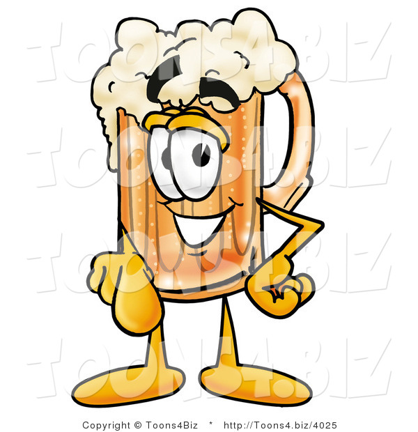 Illustration of a Beer Mug Mascot Pointing at the Viewer
