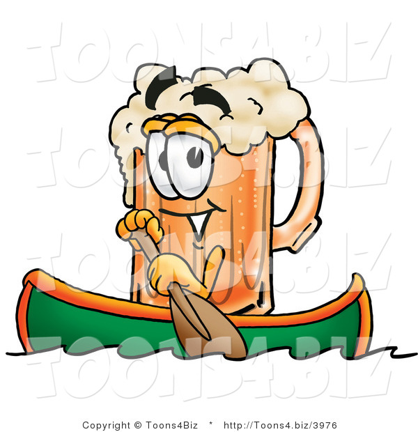 Illustration of a Beer Mug Mascot Rowing a Boat