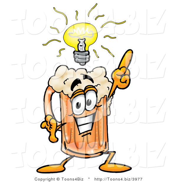 Illustration of a Beer Mug Mascot with a Bright Idea