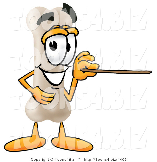 Illustration of a Bone Mascot Holding a Pointer Stick