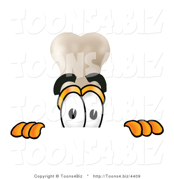Illustration of a Bone Mascot Peeking over a Surface