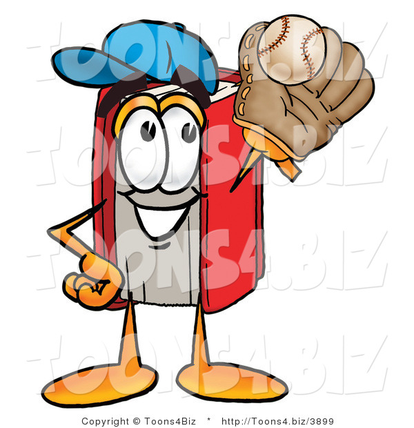 Illustration of a Book Mascot Catching a Baseball with a Glove