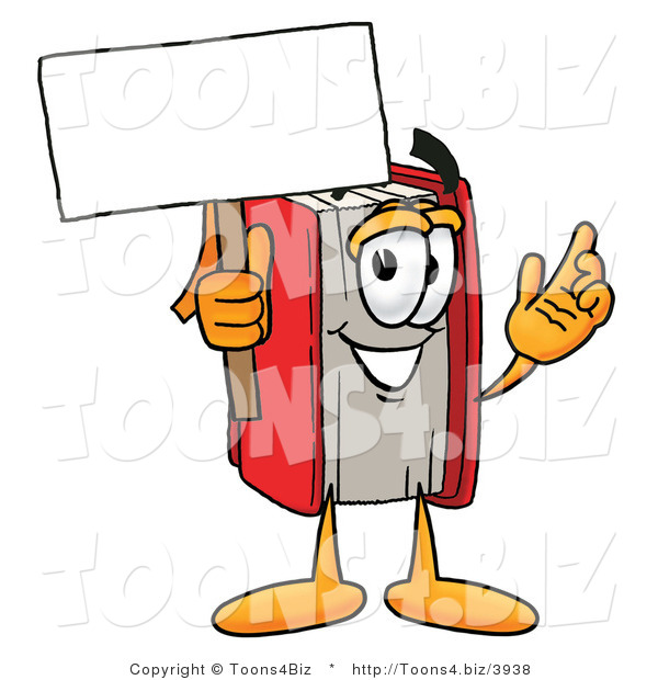 Illustration of a Book Mascot Holding a Blank Sign