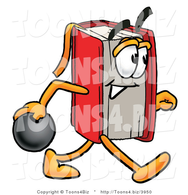 Illustration of a Book Mascot Holding a Bowling Ball