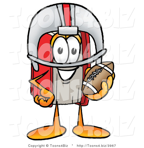 Illustration of a Book Mascot in a Helmet, Holding a Football