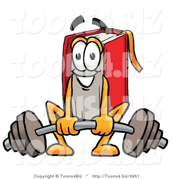 Illustration of a Book Mascot Lifting a Heavy Barbell