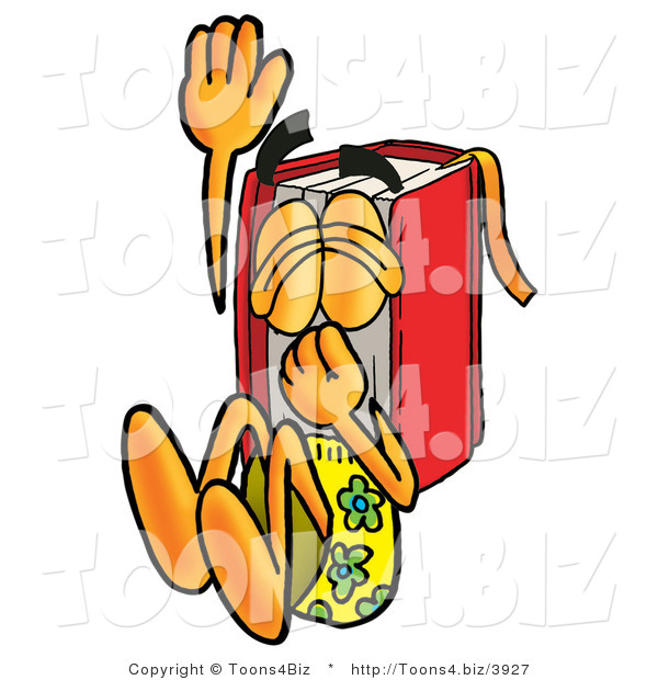 Illustration of a Book Mascot Plugging His Nose While Jumping into Water