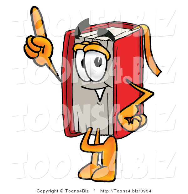 Illustration of a Book Mascot Pointing Upwards