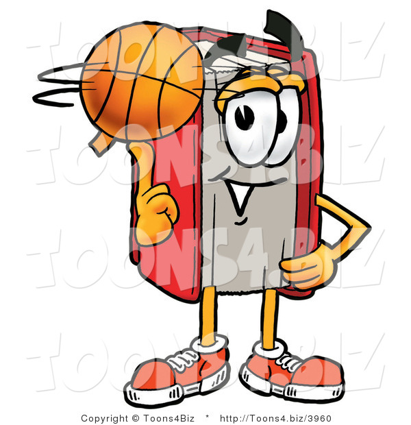 Illustration of a Book Mascot Spinning a Basketball on His Finger