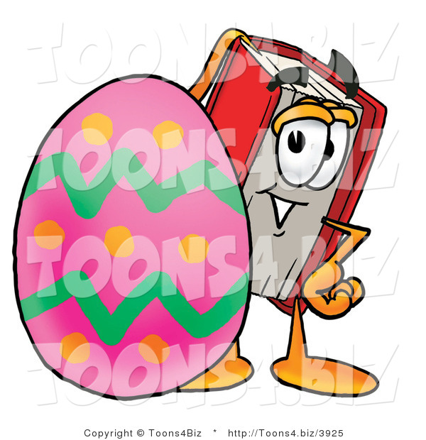 Illustration of a Book Mascot Standing Beside an Easter Egg