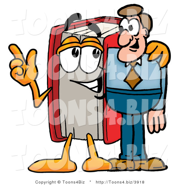 Illustration of a Book Mascot Talking to a Business Man
