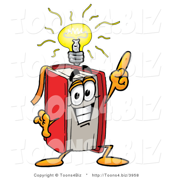Illustration of a Book Mascot with a Bright Idea