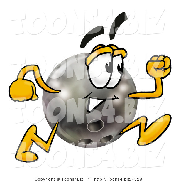 Illustration of a Bowling Ball Mascot Running