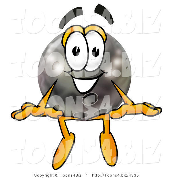 Illustration of a Bowling Ball Mascot Sitting