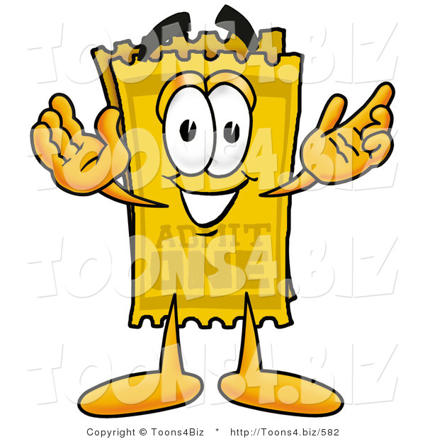 Illustration of a Cartoon Admission Ticket Mascot with Welcoming Open Arms