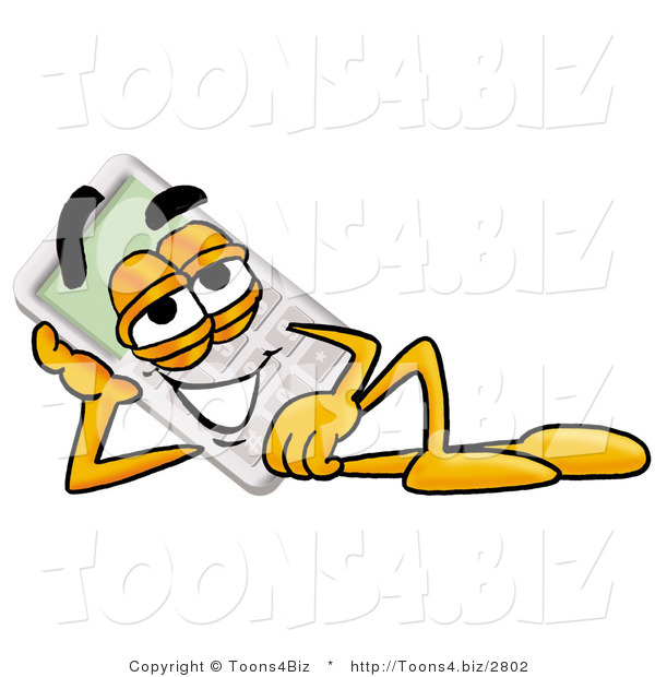 Illustration of a Cartoon Calculator Mascot Resting His Head on His Hand