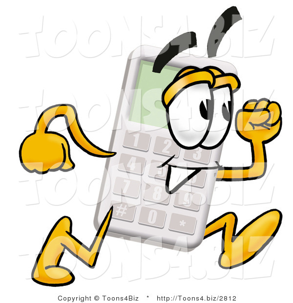 Illustration of a Cartoon Calculator Mascot Running
