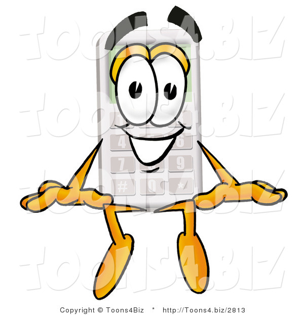 Illustration of a Cartoon Calculator Mascot Sitting