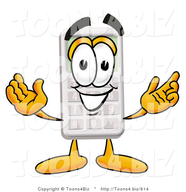 Illustration of a Cartoon Calculator Mascot with Welcoming Open Arms