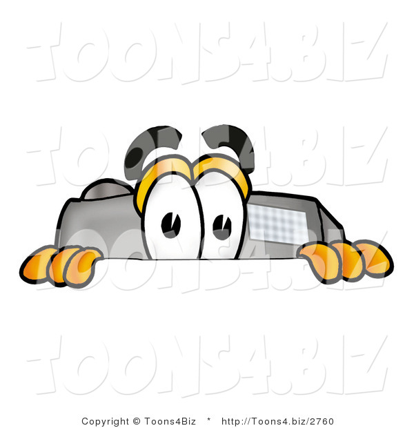 Illustration of a Cartoon Camera Mascot Peeking over a Surface