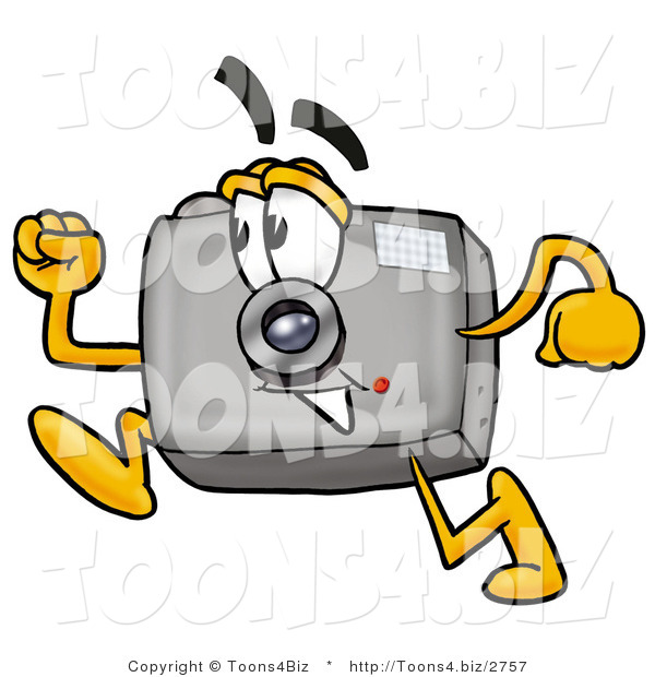 Illustration of a Cartoon Camera Mascot Running
