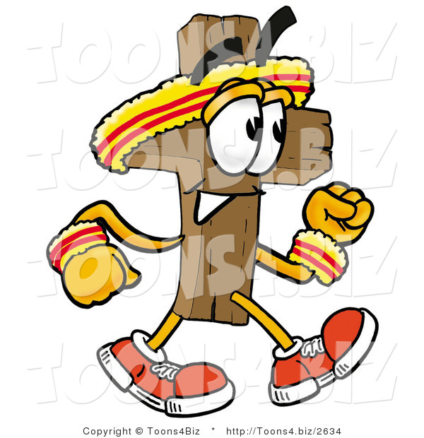 Illustration of a Cartoon Christian Cross Mascot Speed Walking or Jogging