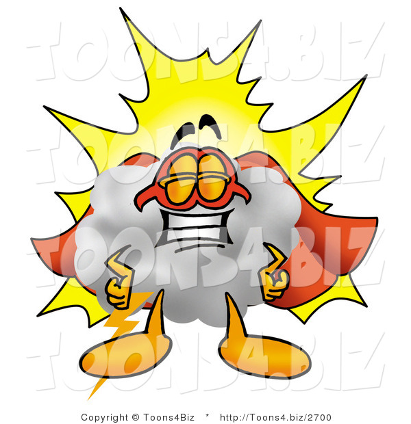 Illustration of a Cartoon Cloud Mascot Dressed As a Super Hero