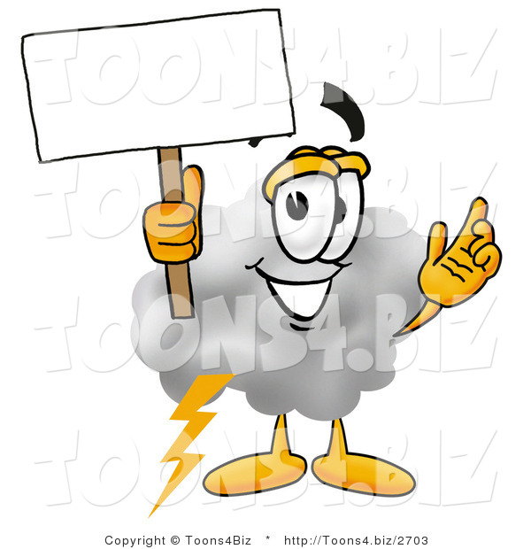 Illustration of a Cartoon Cloud Mascot Holding a Blank Sign