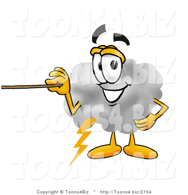 Illustration of a Cartoon Cloud Mascot Holding a Pointer Stick