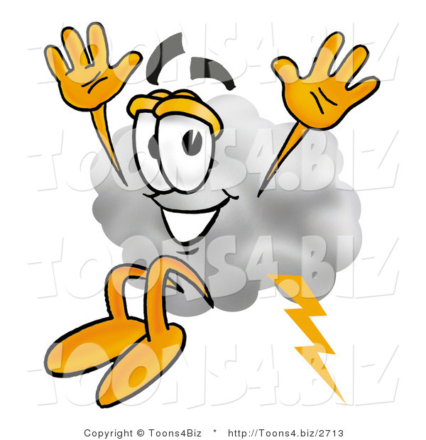 Illustration of a Cartoon Cloud Mascot Jumping